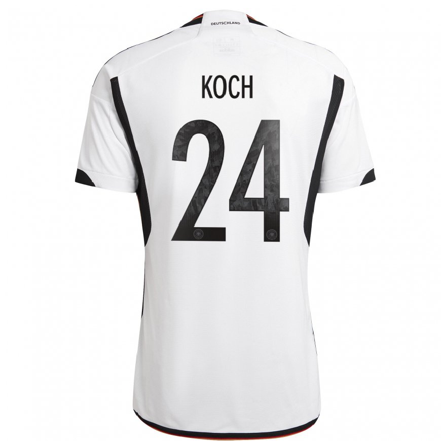 Kandiny Naisten Saksan Robin Koch #24 Valkoinen Musta Kotipaita 22-24 Lyhythihainen Paita T-paita