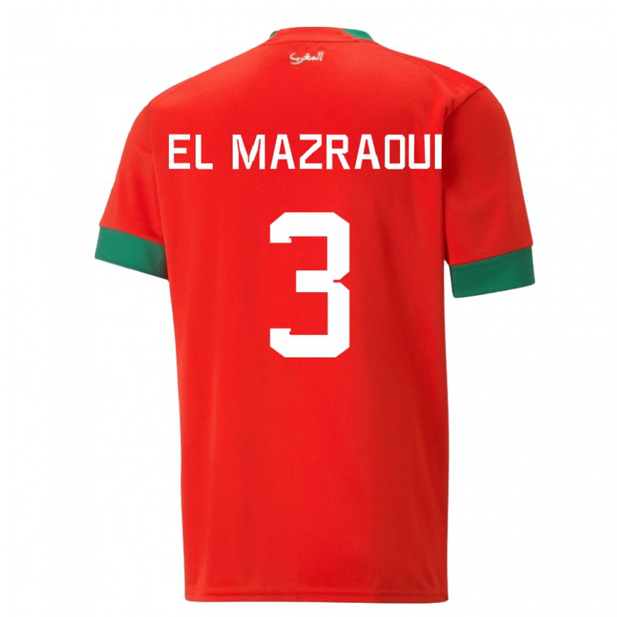 Kandiny Naisten Marokon Noussair El Mazraoui #3 Punainen Kotipaita 22-24 Lyhythihainen Paita T-paita