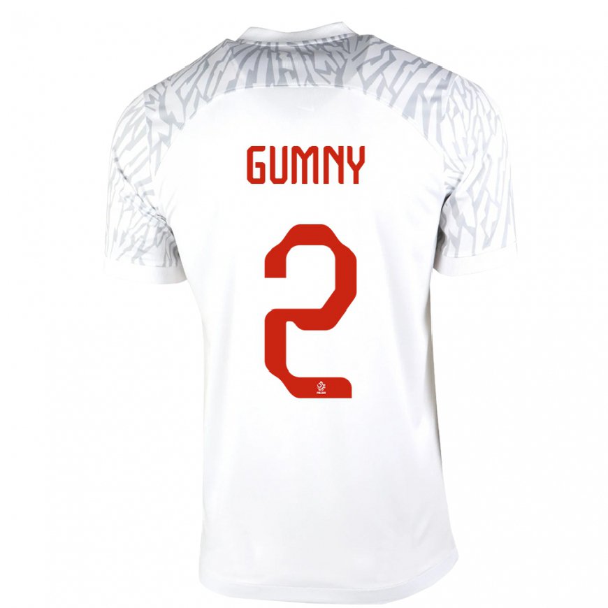 Kandiny Naisten Puolan Robert Gumny #2 Valkoinen Kotipaita 22-24 Lyhythihainen Paita T-paita