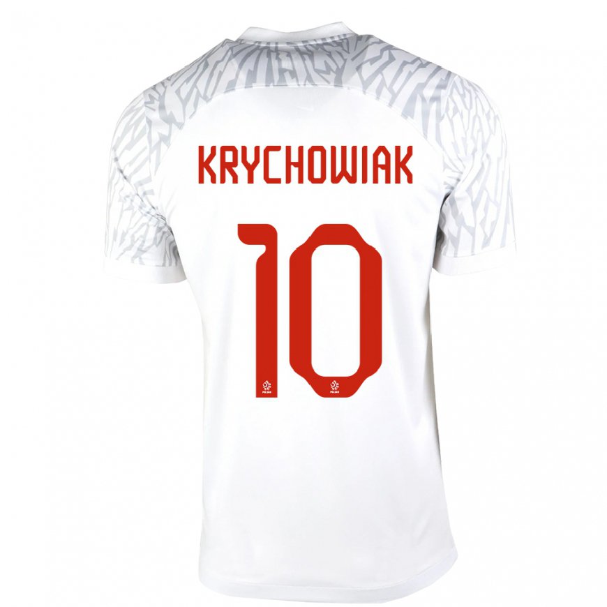 Kandiny Naisten Puolan Grzegorz Krychowiak #10 Valkoinen Kotipaita 22-24 Lyhythihainen Paita T-paita