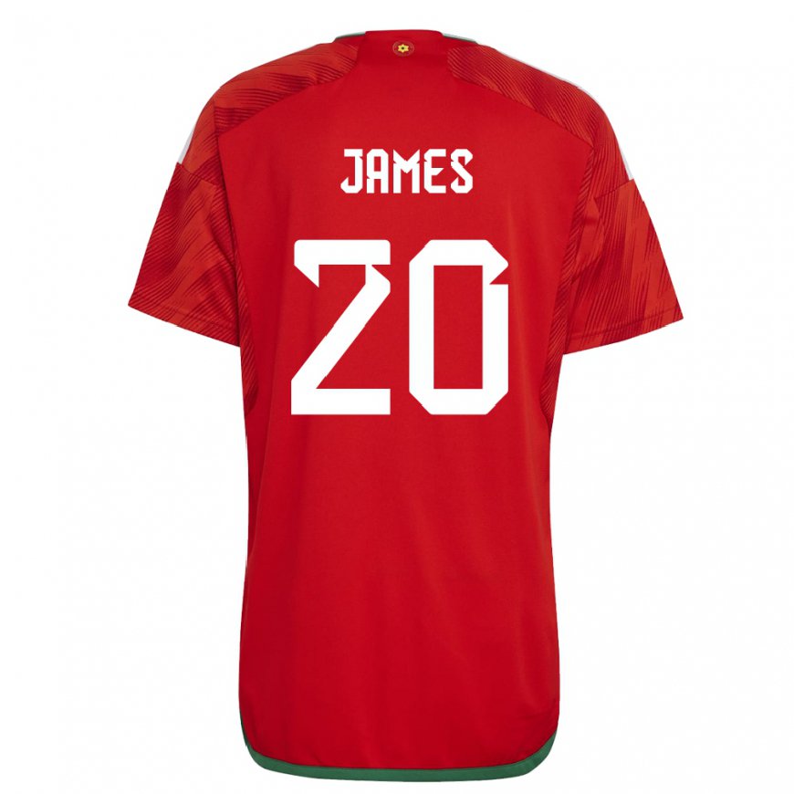 Kandiny Naisten Walesin Daniel James #20 Punainen Kotipaita 22-24 Lyhythihainen Paita T-paita