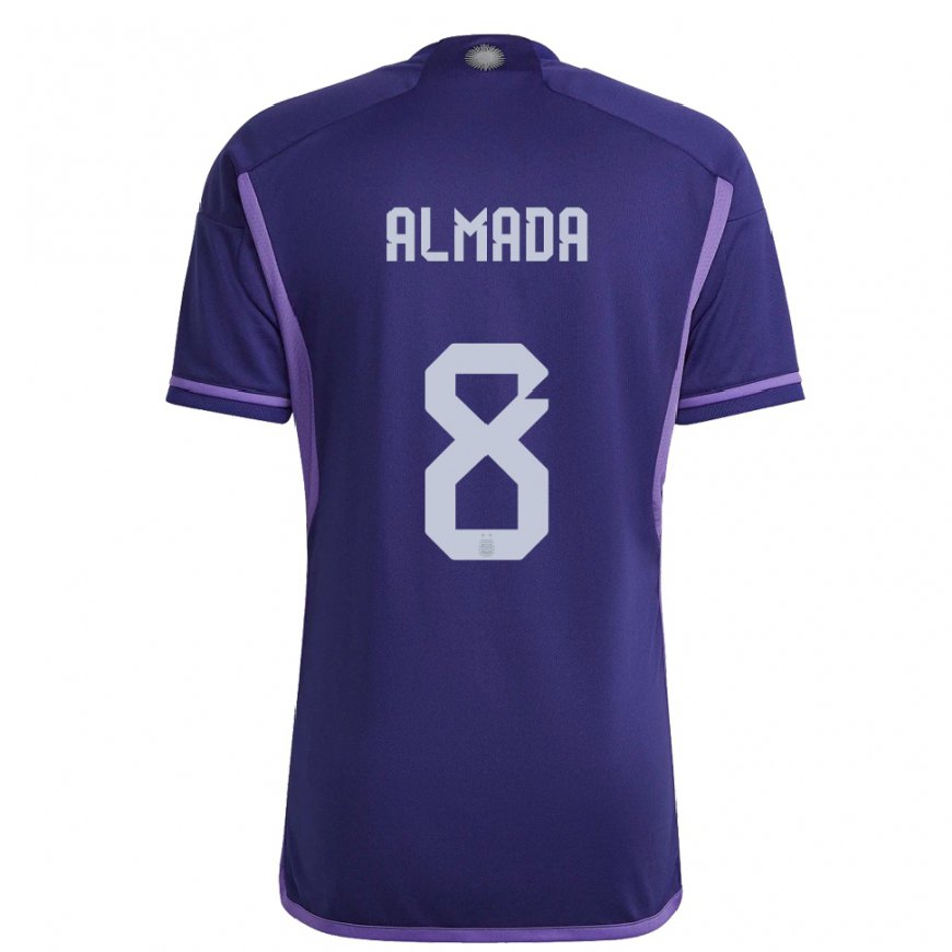 Kandiny Naisten Argentiinan Thiago Almada #8 Violetti Vieraspaita 22-24 Lyhythihainen Paita T-paita