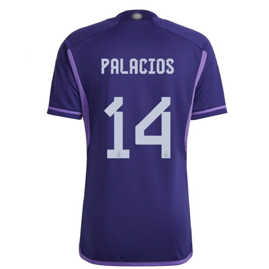 Kandiny Naisten Argentiinan Exequiel Palacios #14 Violetti Vieraspaita 22-24 Lyhythihainen Paita T-paita