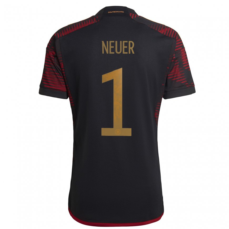 Kandiny Naisten Saksan Manuel Neuer #1 Musta Kastanjanruskea Vieraspaita 22-24 Lyhythihainen Paita T-paita