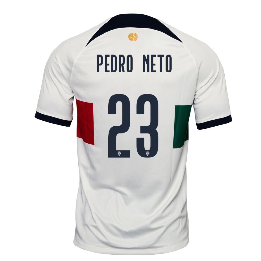 Kandiny Naisten Portugalin Pedro Neto #23 Valkoinen Vieraspaita 22-24 Lyhythihainen Paita T-paita