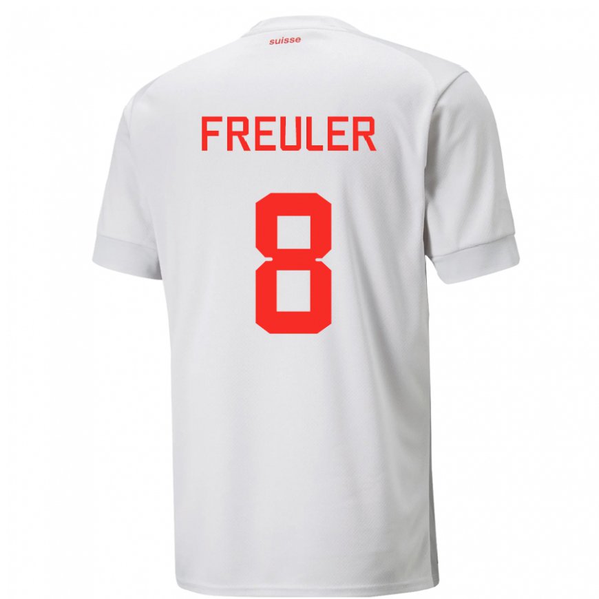 Kandiny Naisten Sveitsin Remo Freuler #8 Valkoinen Vieraspaita 22-24 Lyhythihainen Paita T-paita