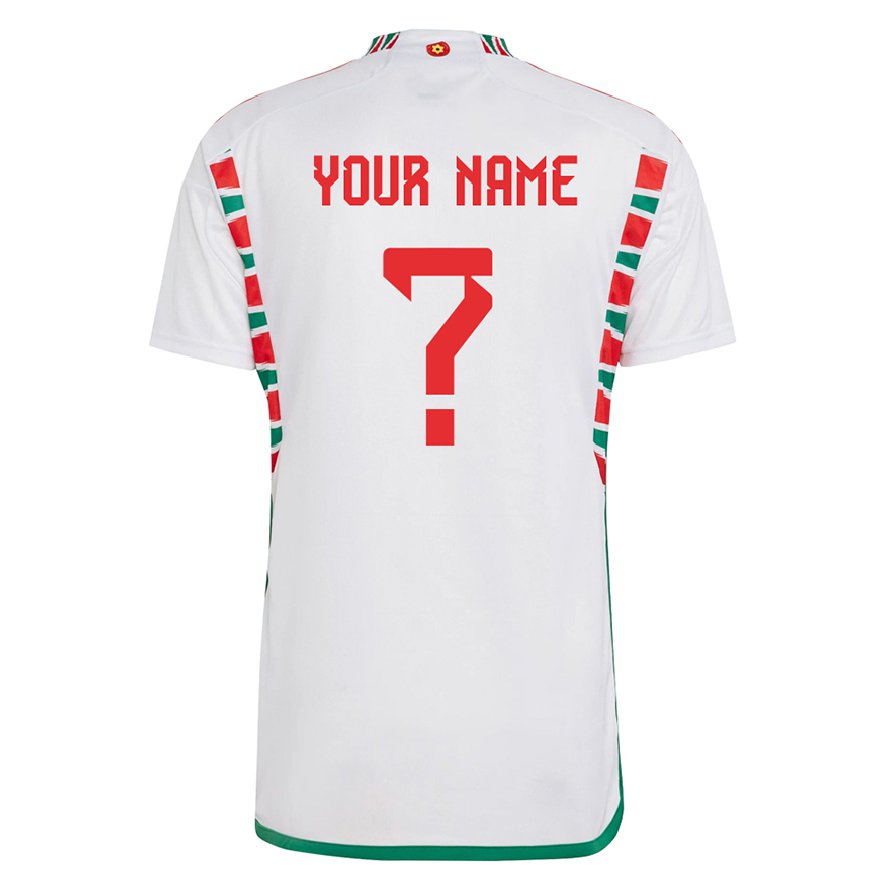 Kandiny Naisten Walesin Nimesi #0 Valkoinen Vieraspaita 22-24 Lyhythihainen Paita T-paita