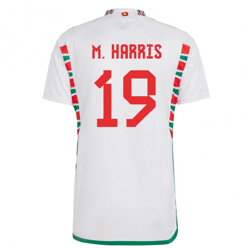 Kandiny Naisten Walesin Mark Harris #19 Valkoinen Vieraspaita 22-24 Lyhythihainen Paita T-paita