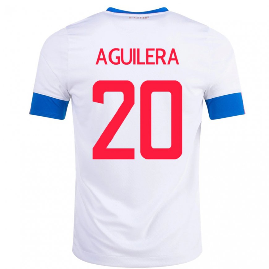 Kandiny Naisten Costa Rican Brandon Aguilera #20 Valkoinen Vieraspaita 22-24 Lyhythihainen Paita T-paita