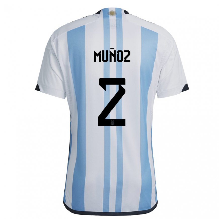 Kandiny Lapset Argentiinan Luana Munoz #2 Valkoinen Taivas Sininen Kotipaita 22-24 Lyhythihainen Paita T-paita