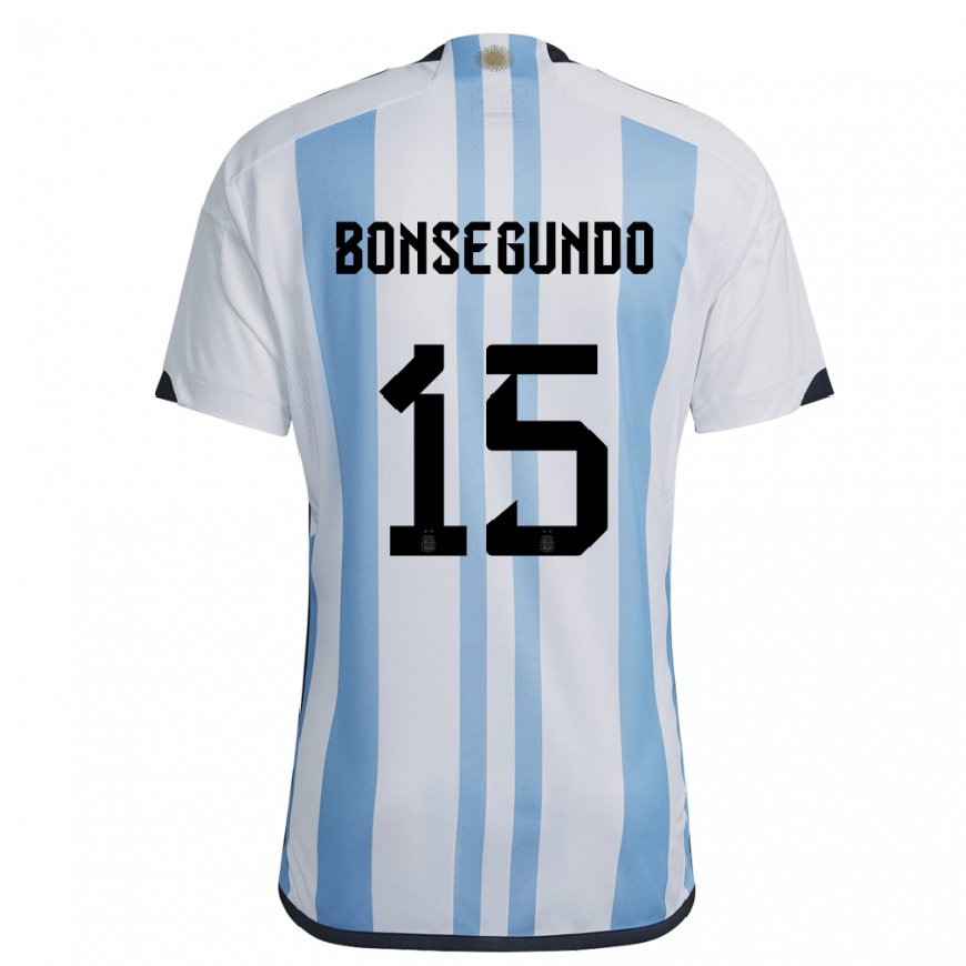 Kandiny Lapset Argentiinan Florencia Bonsegundo #15 Valkoinen Taivas Sininen Kotipaita 22-24 Lyhythihainen Paita T-paita