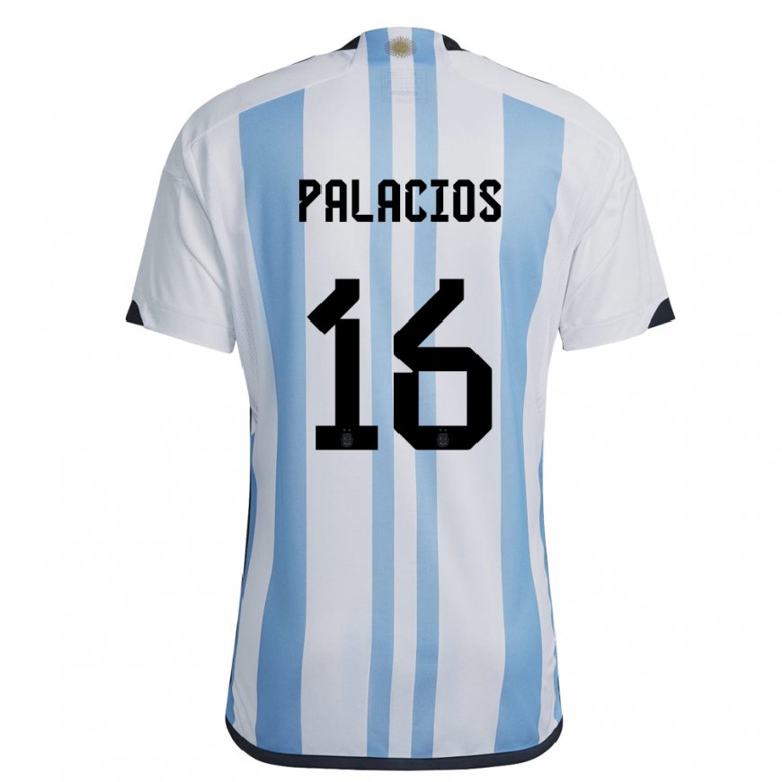 Kandiny Lapset Argentiinan Tomas Palacios #16 Valkoinen Taivas Sininen Kotipaita 22-24 Lyhythihainen Paita T-paita