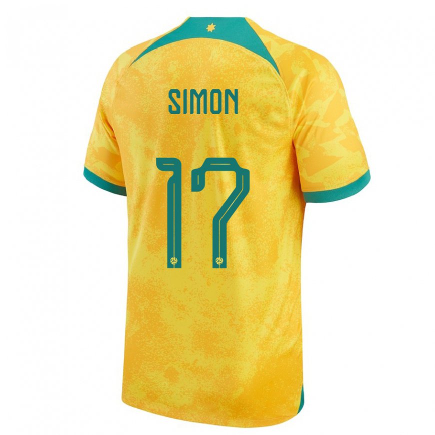 Kandiny Lapset Australian Kyah Simon #17 Kultainen Kotipaita 22-24 Lyhythihainen Paita T-paita