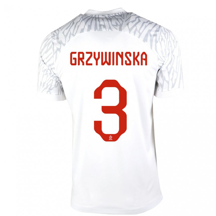 Kandiny Lapset Puolan Gabriela Grzywinska #3 Valkoinen Kotipaita 22-24 Lyhythihainen Paita T-paita