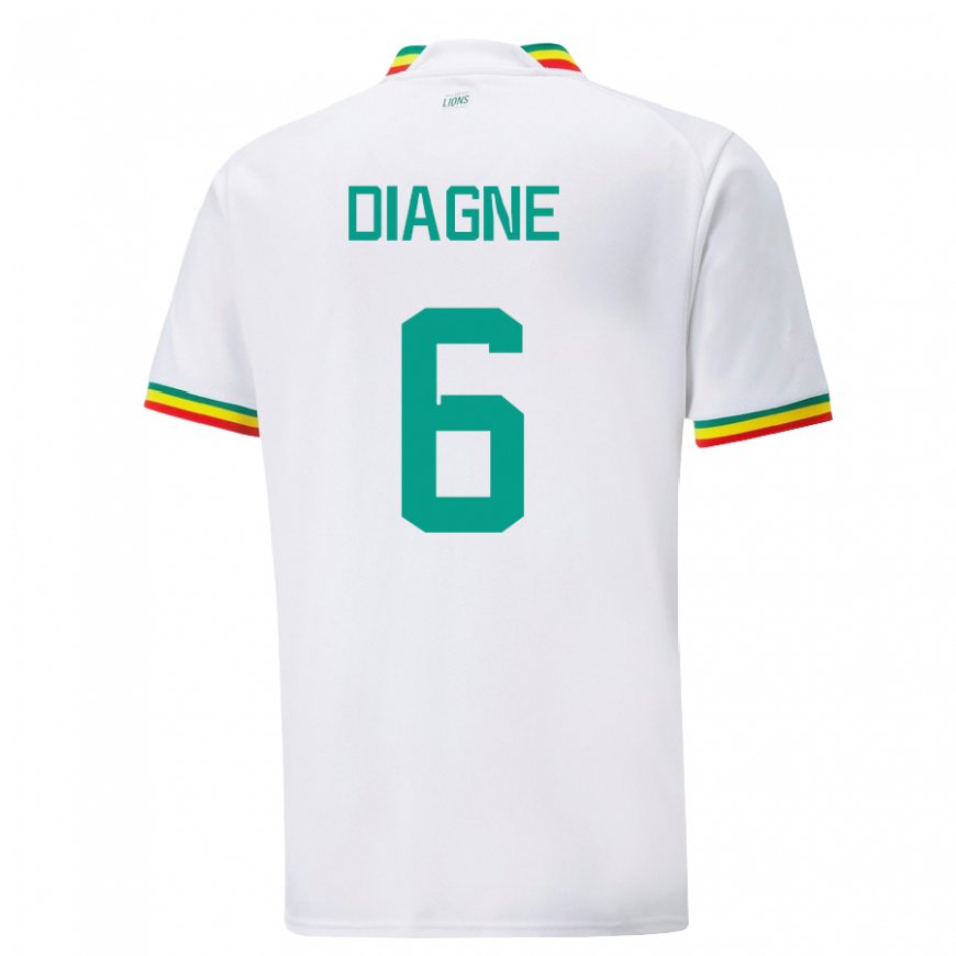 Kandiny Lapset Senegalin Edmee Diagne #6 Valkoinen Kotipaita 22-24 Lyhythihainen Paita T-paita