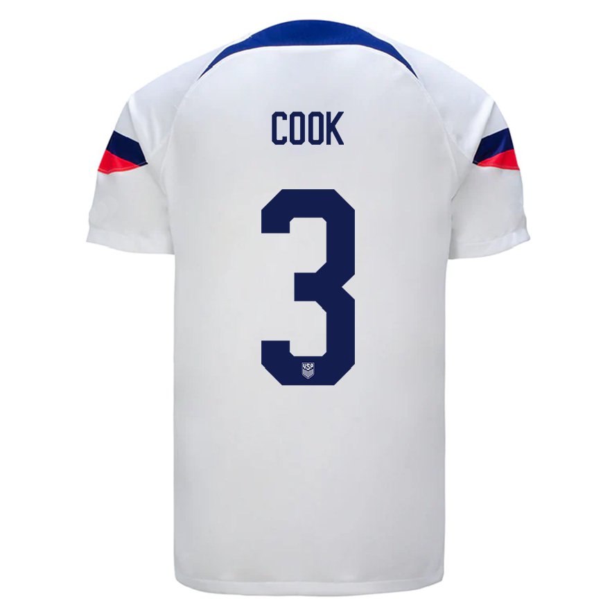 Kandiny Lapset Yhdysvaltain Alana Cook #3 Valkoinen Kotipaita 22-24 Lyhythihainen Paita T-paita