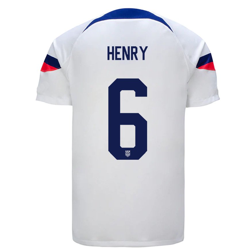 Kandiny Lapset Yhdysvaltain Kobi Henry #6 Valkoinen Kotipaita 22-24 Lyhythihainen Paita T-paita