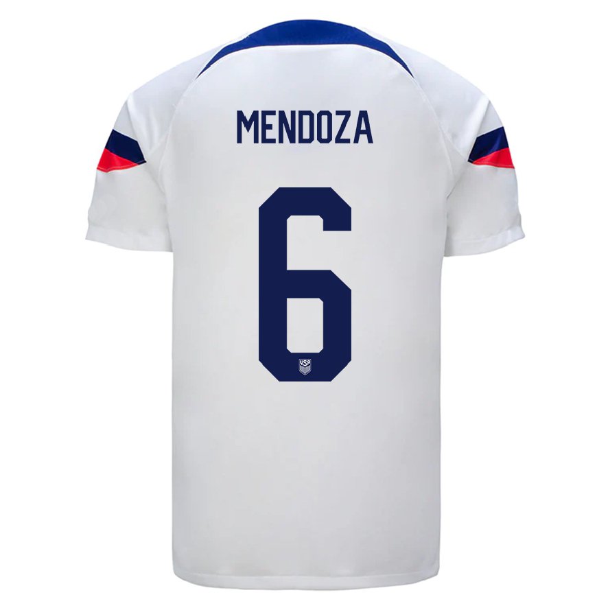 Kandiny Lapset Yhdysvaltain Edwyn Mendoza #6 Valkoinen Kotipaita 22-24 Lyhythihainen Paita T-paita