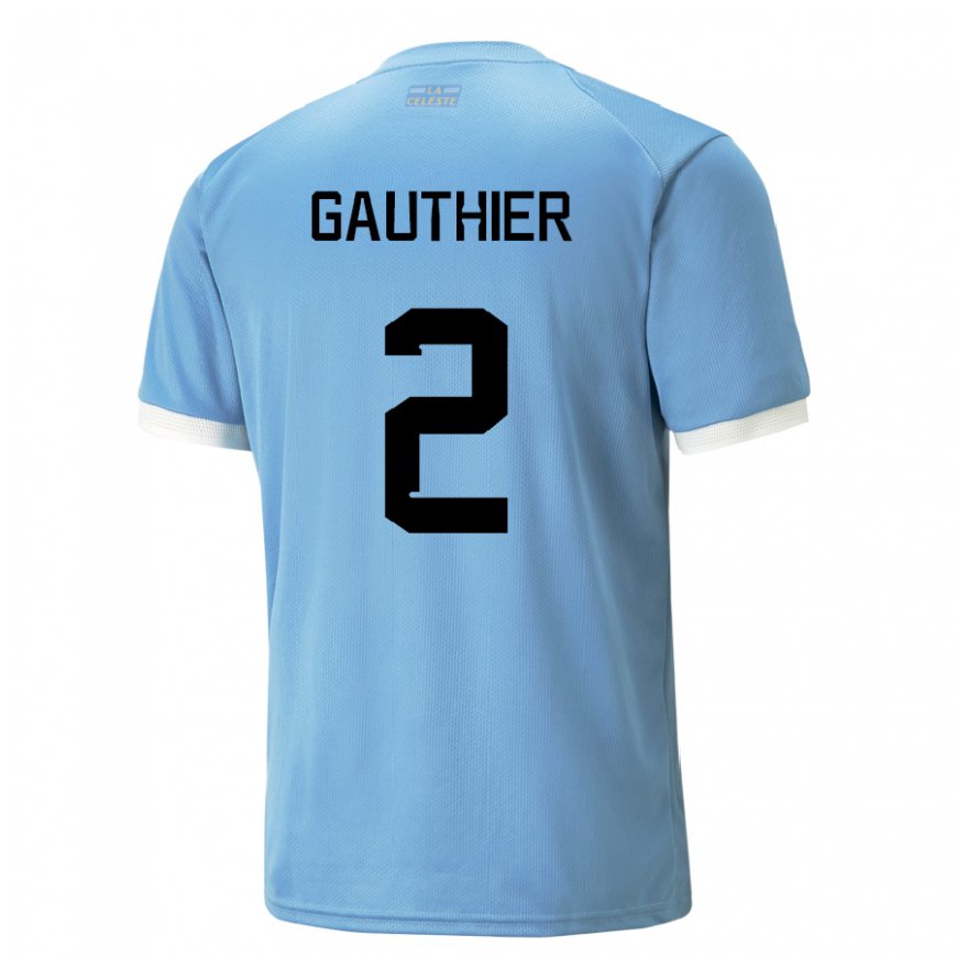 Kandiny Lapset Uruguayn Valentin Gauthier #2 Sininen Kotipaita 22-24 Lyhythihainen Paita T-paita