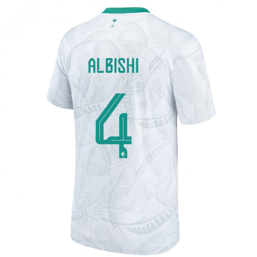 Kandiny Lapset Saudi-arabian Abdullah Albishi #4 Valkoinen Kotipaita 22-24 Lyhythihainen Paita T-paita