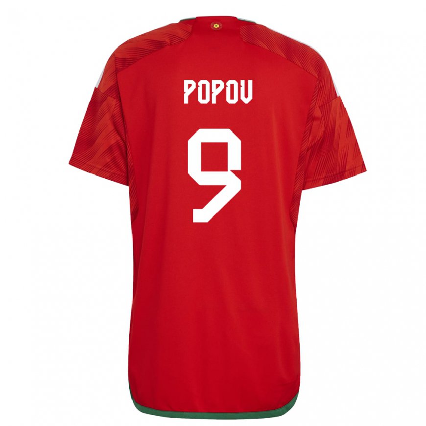 Kandiny Lapset Walesin Christopher Popov #9 Punainen Kotipaita 22-24 Lyhythihainen Paita T-paita