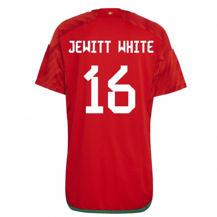 Kandiny Lapset Walesin Harry Jewitt White #16 Punainen Kotipaita 22-24 Lyhythihainen Paita T-paita