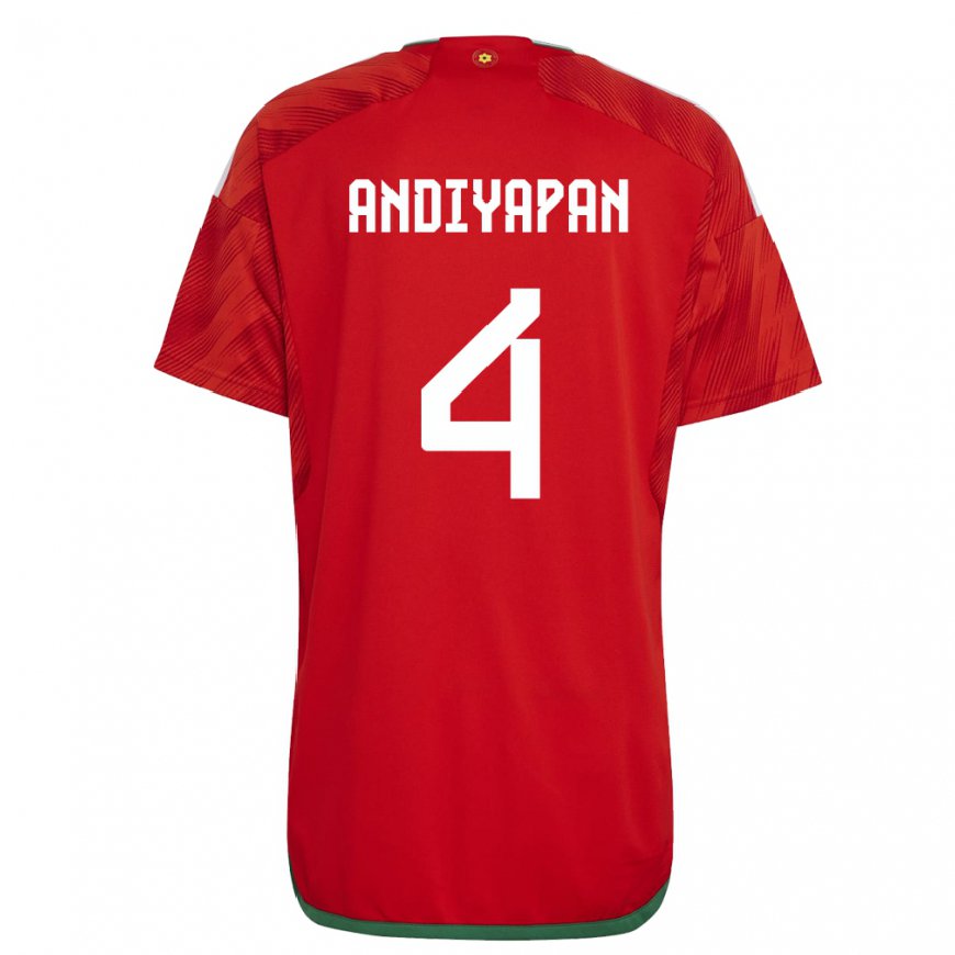 Kandiny Lapset Walesin William Andiyapan #4 Punainen Kotipaita 22-24 Lyhythihainen Paita T-paita