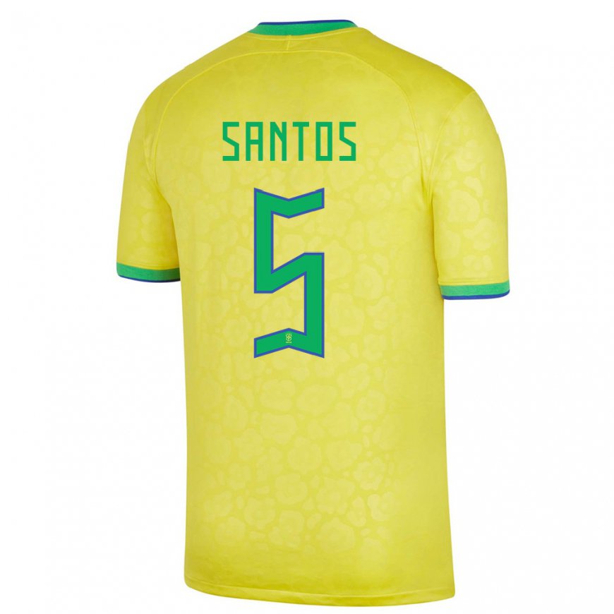Kandiny Lapset Brasilian Andrey Santos #5 Keltainen Kotipaita 22-24 Lyhythihainen Paita T-paita