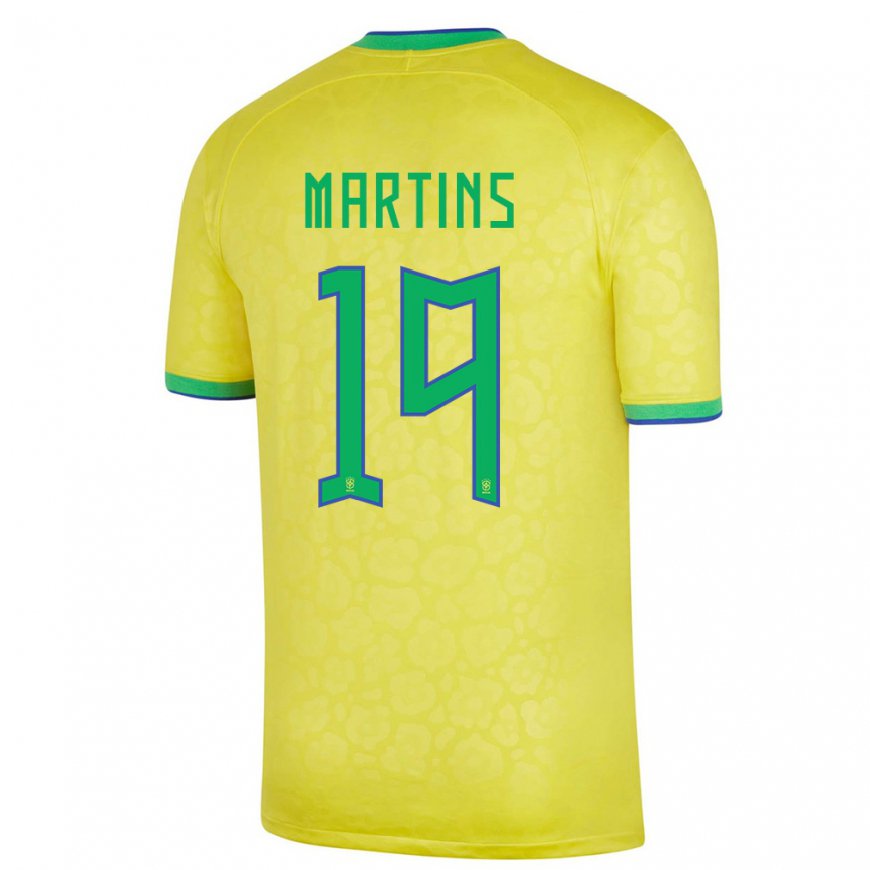 Kandiny Lapset Brasilian Matheus Martins #19 Keltainen Kotipaita 22-24 Lyhythihainen Paita T-paita