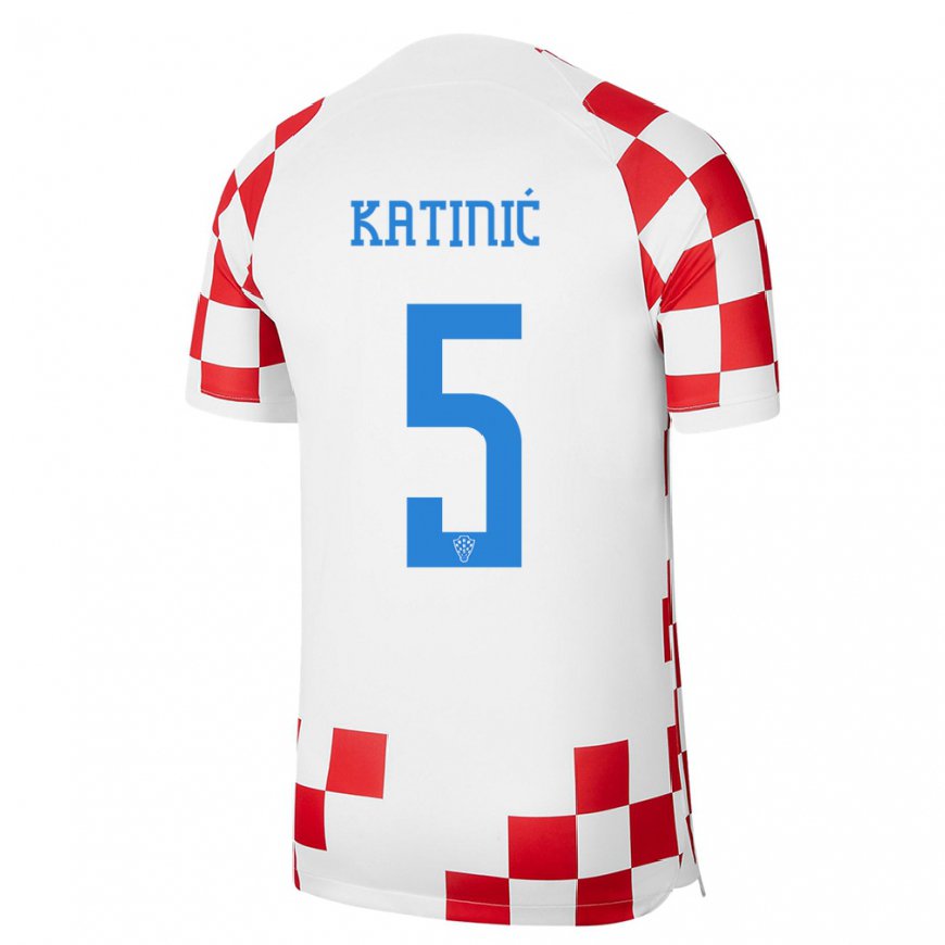 Kandiny Lapset Kroatian Maro Katinic #5 Punainen Valkoinen Kotipaita 22-24 Lyhythihainen Paita T-paita