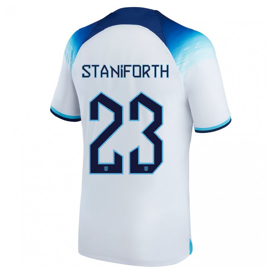 Kandiny Lapset Englannin Lucy Staniforth #23 Valkoinen Sininen Kotipaita 22-24 Lyhythihainen Paita T-paita