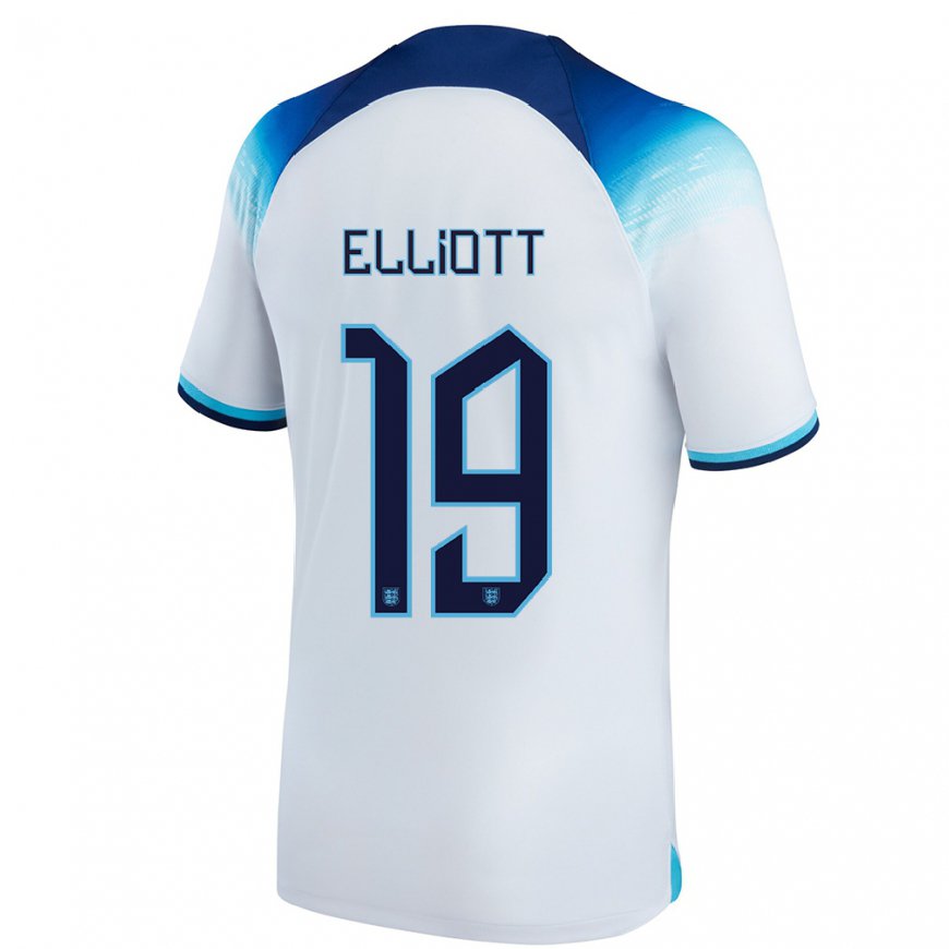 Kandiny Lapset Englannin Harvey Elliott #19 Valkoinen Sininen Kotipaita 22-24 Lyhythihainen Paita T-paita