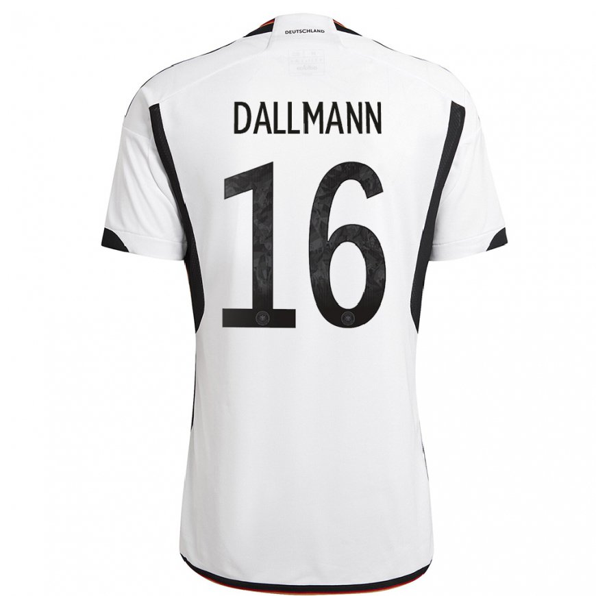 Kandiny Lapset Saksan Linda Dallmann #16 Valkoinen Musta Kotipaita 22-24 Lyhythihainen Paita T-paita