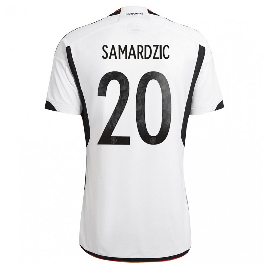 Kandiny Lapset Saksan Lazar Samardzic #20 Valkoinen Musta Kotipaita 22-24 Lyhythihainen Paita T-paita