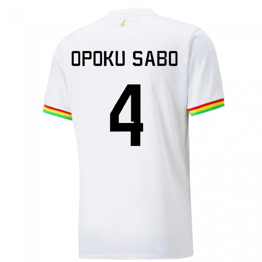 Kandiny Lapset Ghanan Alex Opoku Sabo #4 Valkoinen Kotipaita 22-24 Lyhythihainen Paita T-paita