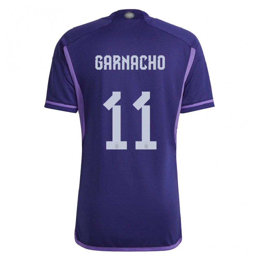 Kandiny Lapset Argentiinan Alejandro Garnacho #11 Violetti Vieraspaita 22-24 Lyhythihainen Paita T-paita