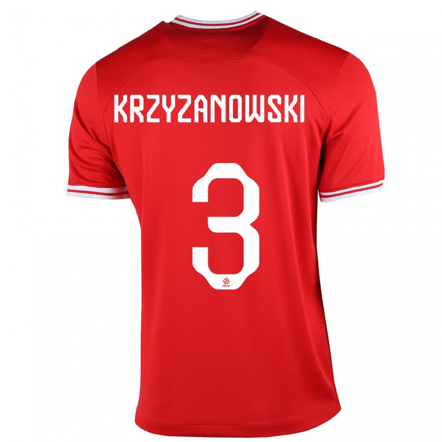 Kandiny Lapset Puolan Jakub Krzyzanowski #3 Punainen Vieraspaita 22-24 Lyhythihainen Paita T-paita
