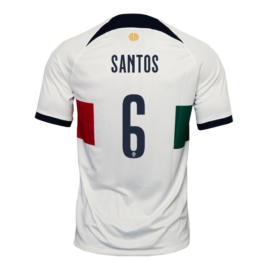 Kandiny Lapset Portugalin Vasco Santos #6 Valkoinen Vieraspaita 22-24 Lyhythihainen Paita T-paita