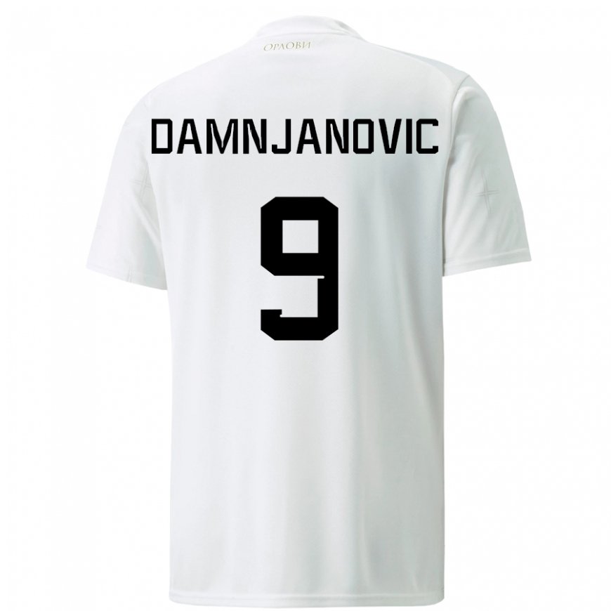 Kandiny Lapset Serbian Jovana Damnjanovic #9 Valkoinen Vieraspaita 22-24 Lyhythihainen Paita T-paita