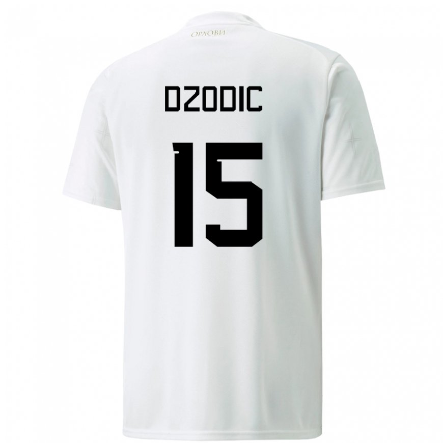 Kandiny Lapset Serbian Stefan Dzodic #15 Valkoinen Vieraspaita 22-24 Lyhythihainen Paita T-paita