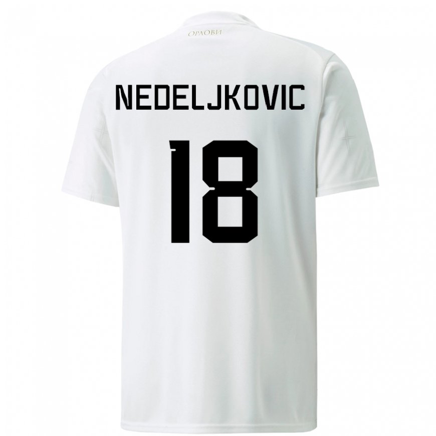 Kandiny Lapset Serbian Kosta Nedeljkovic #18 Valkoinen Vieraspaita 22-24 Lyhythihainen Paita T-paita