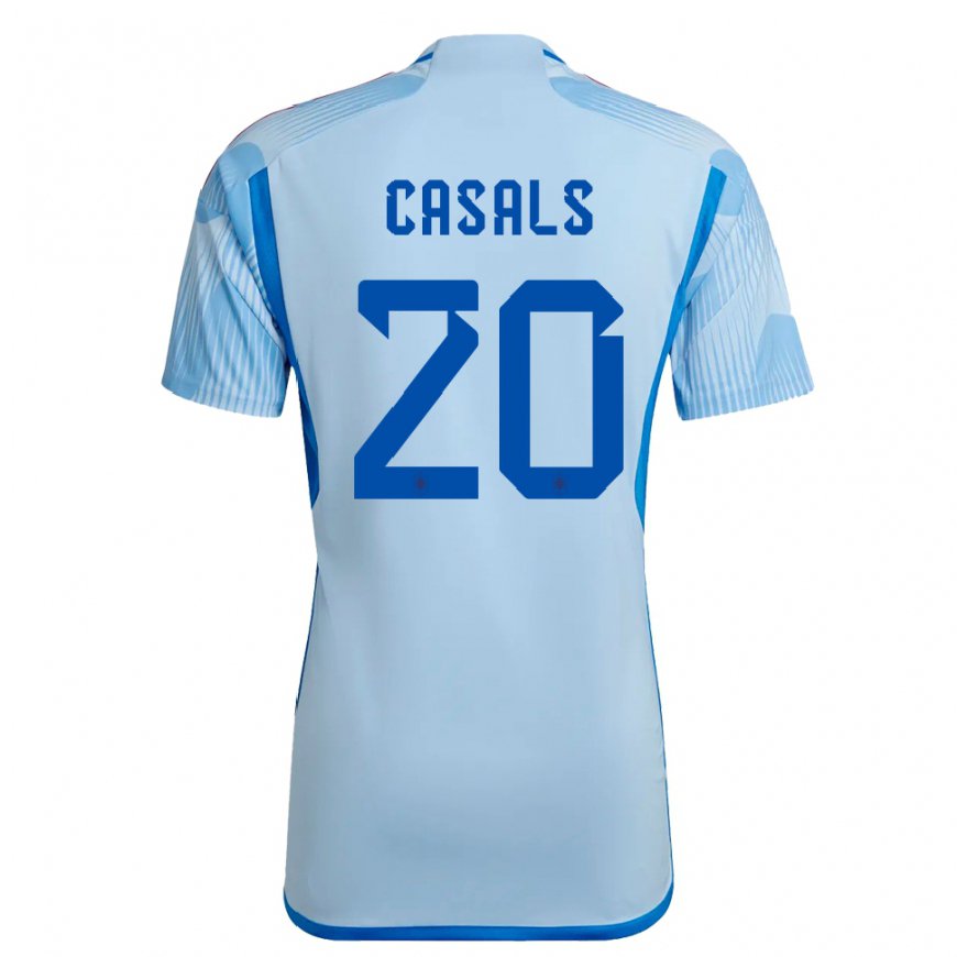 Kandiny Lapset Espanjan Joel Casals #20 Sky Sininen Vieraspaita 22-24 Lyhythihainen Paita T-paita