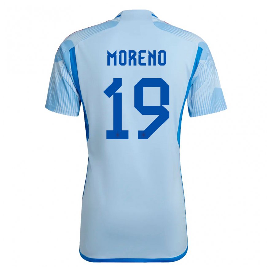 Kandiny Lapset Espanjan Victor Moreno #19 Sky Sininen Vieraspaita 22-24 Lyhythihainen Paita T-paita
