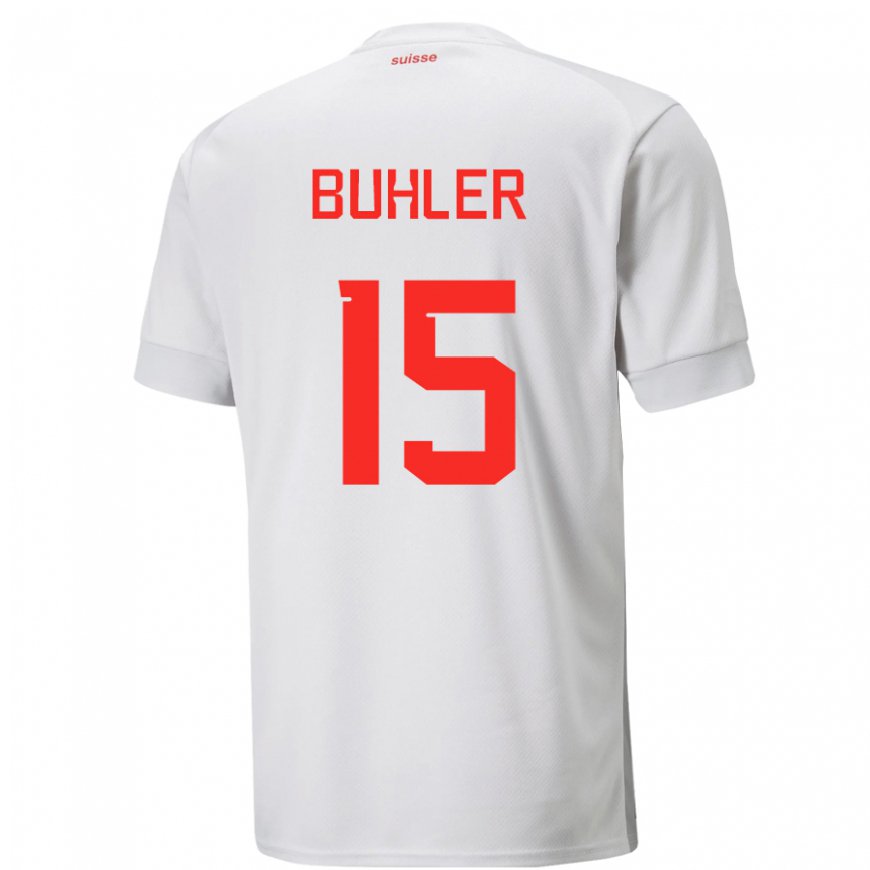 Kandiny Lapset Sveitsin Luana Buhler #15 Valkoinen Vieraspaita 22-24 Lyhythihainen Paita T-paita