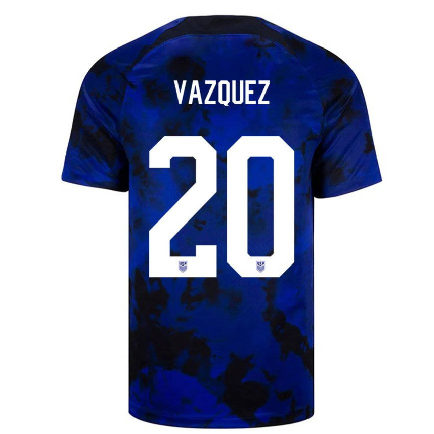 Kandiny Lapset Yhdysvaltain David Vazquez #20 Kuninkaallisen Sininen Vieraspaita 22-24 Lyhythihainen Paita T-paita