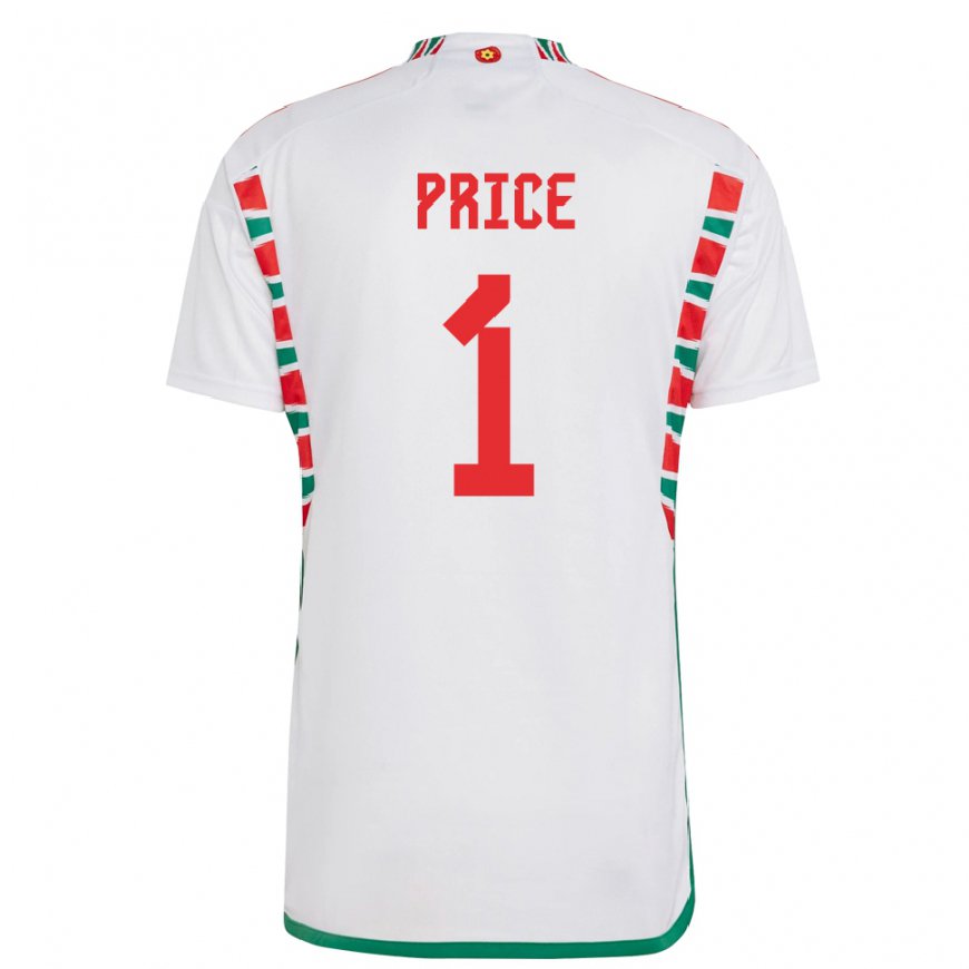 Kandiny Lapset Walesin Jo Price #1 Valkoinen Vieraspaita 22-24 Lyhythihainen Paita T-paita