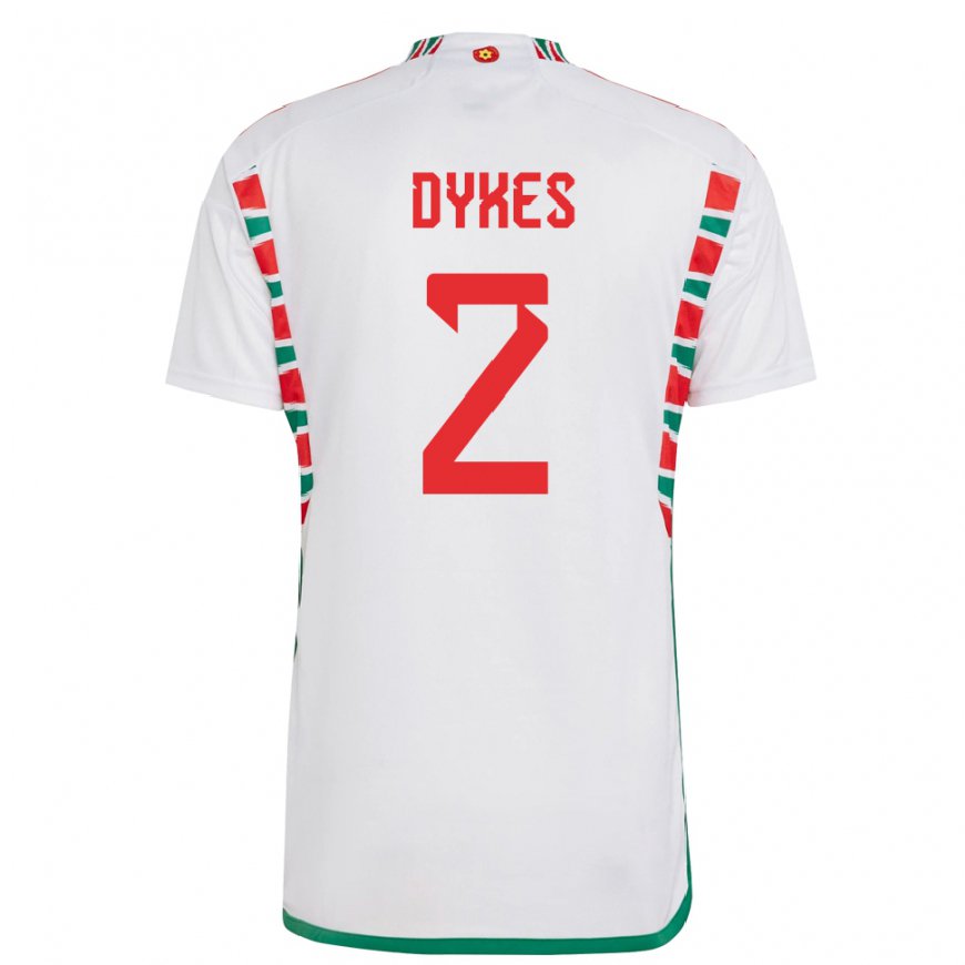 Kandiny Lapset Walesin Loren Dykes #2 Valkoinen Vieraspaita 22-24 Lyhythihainen Paita T-paita