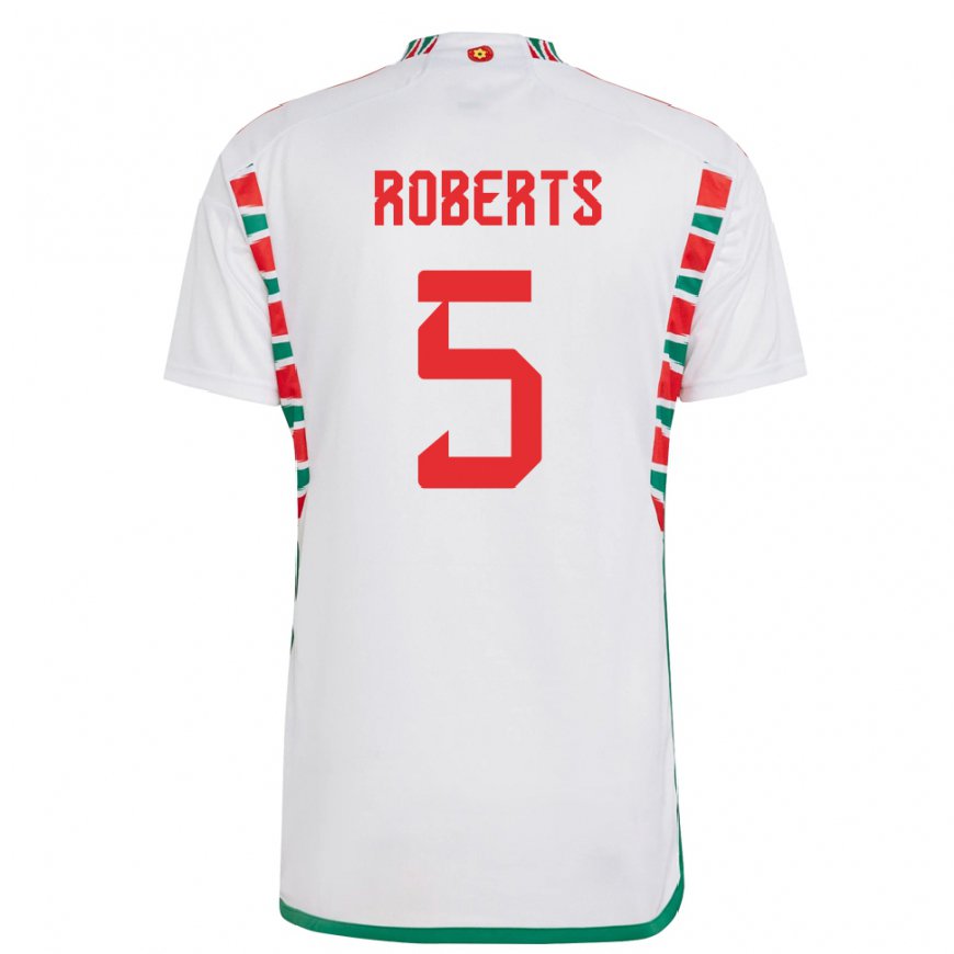 Kandiny Lapset Walesin Rhiannon Roberts #5 Valkoinen Vieraspaita 22-24 Lyhythihainen Paita T-paita