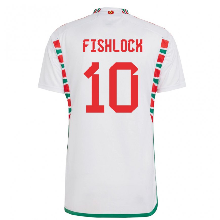 Kandiny Lapset Walesin Jessica Fishlock #10 Valkoinen Vieraspaita 22-24 Lyhythihainen Paita T-paita