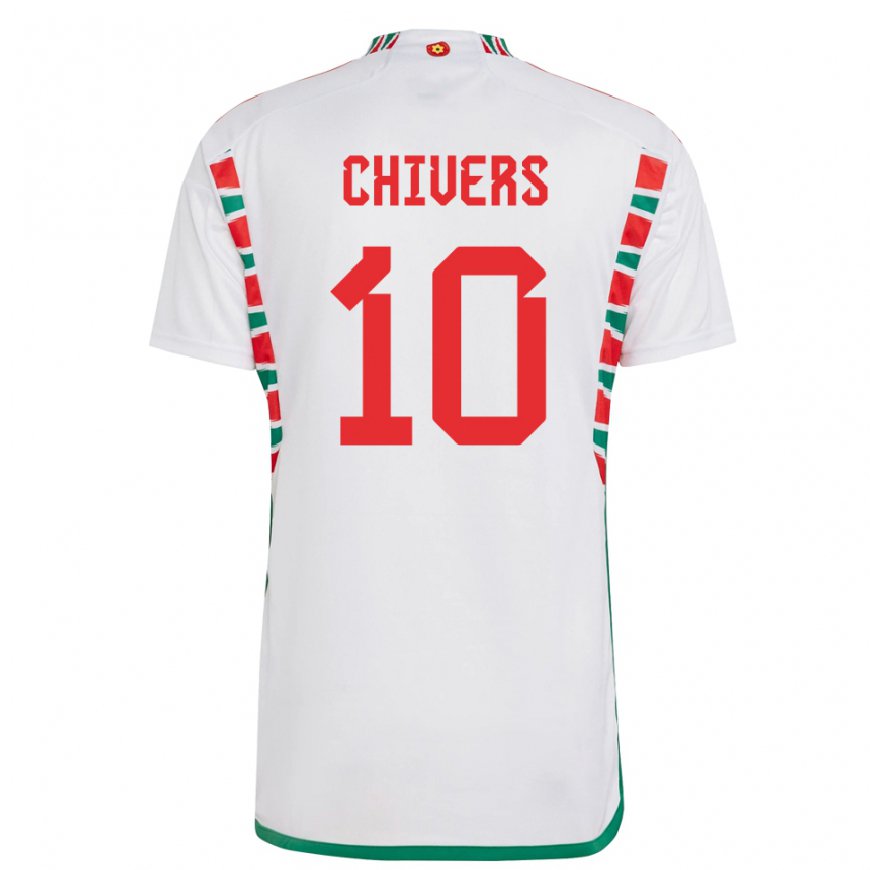 Kandiny Lapset Walesin Chloe Chivers #10 Valkoinen Vieraspaita 22-24 Lyhythihainen Paita T-paita